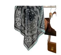 RUHTEUO Pañuelo cuello mujer Pañuelo cuadrado estampado de 70 cm for mujer, transpirable, seda sintética, tipo hijab Ladies Beach Vintage Shawl Chiffon(Red)