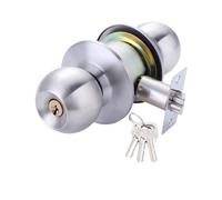 RUHTEUO Pomos armario Perillas de manija puerta, cerradura sala estar acero inoxidable, herrajes con tres llaves, engranaje bloqueo forma redonda, negro Tirador armario puertas(Silver White160x75mm)