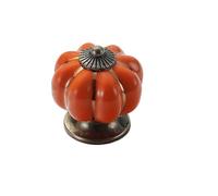 RUHTEUO Pomos armario Vintage Glazed Ceramic Cabinet Knob for Decor Door Closet Bathroom Dresser Wardrobe Furniture Handle Pumpkin Shape 9 Colors Pull Tirador armario puertas(Orange)