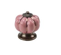 RUHTEUO Pomos armario Vintage Glazed Ceramic Cabinet Knob for Decor Door Closet Bathroom Dresser Wardrobe Furniture Handle Pumpkin Shape 9 Colors Pull Tirador armario puertas(Pink)