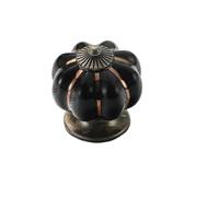 RUHTEUO Pomos armario Vintage Glazed Ceramic Cabinet Knob for Decor Door Closet Bathroom Dresser Wardrobe Furniture Handle Pumpkin Shape 9 Colors Pull Tirador armario puertas(Black)