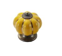 RUHTEUO Pomos armario Vintage Glazed Ceramic Cabinet Knob for Decor Door Closet Bathroom Dresser Wardrobe Furniture Handle Pumpkin Shape 9 Colors Pull Tirador armario puertas(Yellow)