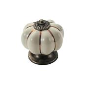 RUHTEUO Pomos armario Vintage Glazed Ceramic Cabinet Knob for Decor Door Closet Bathroom Dresser Wardrobe Furniture Handle Pumpkin Shape 9 Colors Pull Tirador armario puertas(Beige)