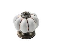 RUHTEUO Pomos armario Vintage Glazed Ceramic Cabinet Knob for Decor Door Closet Bathroom Dresser Wardrobe Furniture Handle Pumpkin Shape 9 Colors Pull Tirador armario puertas(WHITE)