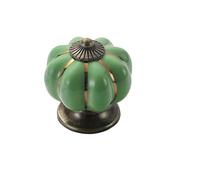 RUHTEUO Pomos armario Vintage Glazed Ceramic Cabinet Knob for Decor Door Closet Bathroom Dresser Wardrobe Furniture Handle Pumpkin Shape 9 Colors Pull Tirador armario puertas(Green)