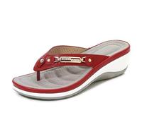 RUHTEUO Sandalias de playa for mujer, antideslizantes, con punta abierta, for uso en exteriores Para interior y exterior(Red,41)