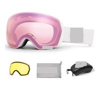 RUHTEUO Ski Goggles Men Women Anti-fog Eyewear Snow Glasses Adult Snowboard Goggle with Night Yellow Lens and Case Set Para Esquiar, Snowboard, Deportes De Invierno(Sakula set)