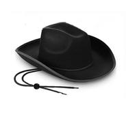 RUHTEUO Sombrero de vaquera, sombrero de vaquero, sombrero de princesa de fieltro, accesorio de disfraz for despedida de soltera o fiesta de cumpleaños.(Black)