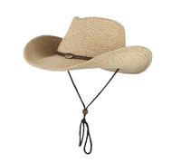 RUHTEUO Sombrero de vaquero for hombre, ala ancha, for mujer, de verano, for playa, de paja(Beige)