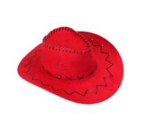 RUHTEUO Sombrero de vaquero for hombre y mujer, de ala ancha, de piel sintética, for exteriores, color negro, blanco y rosa, for verano, for playa, viajes(Red)