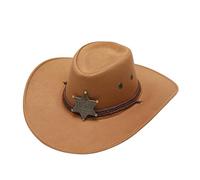 RUHTEUO Sombrero de vaquero, gorra de sheriff retro, protector solar con cuerda cortavientos, sombrero for hombres y mujeres, for montar a caballo, turismo, pesca, sombrilla.(Light khaki)