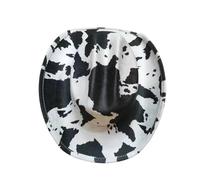 RUHTEUO Sombreros de vaquera con estampado de vaca vintage for mujer, de ala ancha y suave, ideales for fiestas en clubes y jazz.(Color 02)