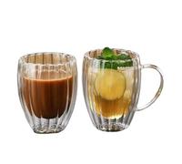 RUHTEUO Stripe Double Wall Glass Cup Heat Resistant Water Cups Transparant Juice Coffee Drinkware Mug Ideal para cócteles largos y sin alcohol(250ml,4pcs)
