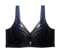 RUHTEUO Sujetador mujer Sujetador de encaje talla grande for mujer, sujetador push up, copa completa ajustable, ropa interior for niñas CD 46F 48EF Sujetadores sin aros comodos(Black,85D)