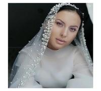 RUHTEUO Velo novia Novia Perla Velo Mujer Marfil Blanco Accesorios Boda 1.5m Ancho(Ivory,500cm)