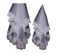 RUHTEUO Velo novia Velos de novia con bordado encaje marfil blanco, accesorios boda 1 capa(Ivory)