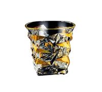 RUHTEUO Whiskey Glass Tumblers Set Gold Line Wine Whisky Glasses Golden Painted Crystal Barware Multi-function Beer Cocktail Ideal para cócteles largos y sin alcohol(Color 2)