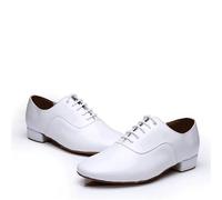 RUHTEUO Zapatos De Baile For Hombre, Latino Salón, Tacón Bajo, Modernos Interior For, Tango, Vals, Salsa, Danicng, Cuero Pu, Negro Y Blanco para salsa latina, tango, línea de baile(WHITE,43)