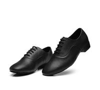 RUHTEUO Zapatos De Baile For Hombre, Latino Salón, Tacón Bajo, Modernos Interior For, Tango, Vals, Salsa, Danicng, Cuero Pu, Negro Y Blanco para salsa latina, tango, línea de baile(Black,43)