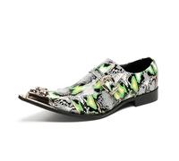 Rui Landed Zapatos de Vestir con Hebilla y Estampado de Serpiente for Hombre: Mocasines con Punta metálica for Discotecas y Eventos Formales.(47 EU)