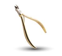 Rui Smiths Alicates Profesionales para Cutículas, Acero Carbono Bañado en Oro, Mango Francés, Resorte Simple, Mandíbula de 6 mm (Full Jaw)