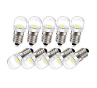 Ruiandsion 10 bombillas LED E10 de 12 V, 0,6 W, 5050, 1SMD, color blanco, 6000 K, para faros delanteros, linternas, luz de antorcha, tierra negativa