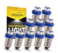 Ruiandsion - 10 bombillas LED E10 de 12V azul E10 para faros delanteros y linternas mini lámpara luz de cabeza, tierra negativa