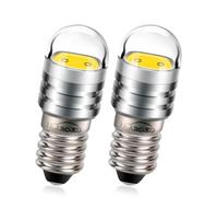 Ruiandsion 2 unids Bombilla LED COB E10 6-12V - 2W, Luz Blanco Cálido - Reemplazo para Faros Delanteros, Linternas y Lámparas - Instalación Directa