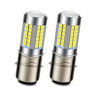 Ruiandsion 2pcs DC 6V BA20D LED Lámpara Hi/Lo de doble haz LED 3030 60SMD Chipset con proyector Bombilla de Faro para Motocicletas, 6000K Blanco