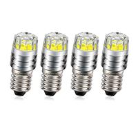 Ruiandsion 4 bombillas LED E10 de 6 V COB 2 W de repuesto para linterna, antorcha de bicicleta, luces traseras, color blanco