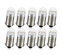 Ruiandsion BA9S BA9 1895 1891 53 57 Luz LED de matrícula blanca cálida 10-30 V no polaridad 2016 3SMD chipsets LED miniatura de bayoneta para luz piloto indicadora, paquete de 10 unidades