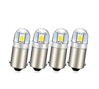 Ruiandsion BA9S - Bombilla LED BA9 1895 1891 53 57 blanca de 12 V, 3030 2SMD, chipsets LED de repuesto para interior de coche, cúpula, mapa, matrícula, guantera, luces (paquete de 4)