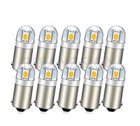 Ruiandsion BA9S - Bombilla LED blanca cálida BA9 1895 1891 53 57 12 V, foco LED 3030 2SMD Chipsets LED de repuesto para interior de coche, cúpula, mapa, matrícula, guantera, luces (paquete de 10)