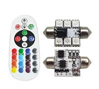 Ruiandsion Bombillas LED de 36 mm RGB con mando a distancia, DE3423 6418 6411 bombilla LED de 16 colores de cambio para el interior del coche, domo, mapa (paquete de 2)