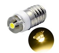 Ruiandsion E10 Bombilla LED DC 12V 0.5W 3000K Bombilla LED blanca cálida 200LM para linterna antorcha Linterna antorcha, Tierra negativa (paquete de 1)