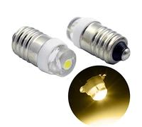 Ruiandsion E10 Bombilla LED DC 12V 0.5W 3000K Bombilla LED blanca cálida 200LM para linterna antorcha Linterna antorcha, Tierra negativa (paquete de 2)