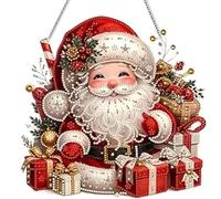 Ruiaqer Diamond Painting Doble Cara Decoración Colgante Navideña,Papá Noel Diamond Painting Colgante Kit,DIY Pintura Diamante Navidad con Cadena,Christmas Colgante Ornaments para Principiantes Pared