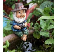 Ruiaqer Miniestanque decorativo de pesca, decoración de jardín para exteriores, resistente a la intemperie, enano de jardín, figura de resina, decoración de jardín, enano, artesanía, figuras de