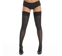 RUIBAVYA Medias altas hasta el muslo 30D Glimmer transparente Antideslizante Borde Ancho Muslo Medias Black