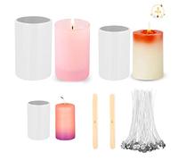 Ruicaifu 55pcs Moldes para Hacer Velas,Moldes para Velas Cilíndricas Candle Mold Molde de Silicona Velas Moldes para Velas con 50 Mecha de Vela Cilindro Moldes para Hacer Velas