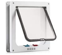 ruichrng Gatera para gatos, gatera para cristal, entrada y salida controlables, apto para gatos y perros de pequeño tamaño (M- medida interior: 16 x 15,5 x 5,5 cm) (AB123)