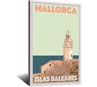 RuiChuangKeJi Lienzo artístico de 50x70 cm sin Marco, Mallorca, Islas Baleares, Cartel de Viaje Vintage, Lienzo de Faro, Arte de Pared, póster Impreso, decoración