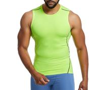 RuiChy Camiseta Deportiva Sin Mangas para Hombres Transpirable Secado Rápido Atlético Tank Top Músculo Chaleco de Entrenamiento Camiseta de Compresión para Correr Gimnasio Culturismo (Verde-XL)