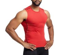 RuiChy Camiseta Deportiva Sin Mangas para Hombres Transpirable Secado Rápido Atlético Tank Top Músculo Chaleco de Entrenamiento Camiseta de Compresión para Correr Gimnasio Culturismo (Rojo-L)