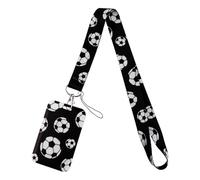 RuiChy Impresión de Fútbol Cordón de Cuello con Portatarjeta, Soporte para Tarjetas de Identificación con Lanyard Porta Tarjetas Cordones de Insignia para Oficina Exposiciones Escolar Uso