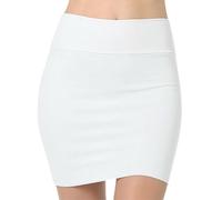 RuiChy Minifalda Bodycon de Tiro Alto para Mujeres Casual Falda Lápiz Corta Sexy Sólido Elástica y Elástica Fiesta Ropa de Club y Trajes de Noche, Blanco/XL