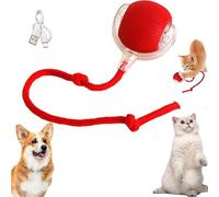 Ruicubei Chewie Rolling Ball,Juguete interactivo para gato,Bola interactiva para perro con luz LED, juguete giratorio automático de 360 ° para gato y perro (【con cordón】 rojo)