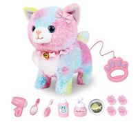 RuiDaXiang Gato de peluche con correa teledirigida, gato interactivo realista que corre e incluye accesorios para gatos (gato colorido)