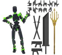RuiDay T13 Action Figure, 13 CM Figura de acción Titan 13, Figuras de acción Multi-Articulations Lucky 13, Dummy 13 Figurita Decoración de oficina (verde negro)