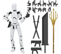 RuiDay T13 Action Figure, 13 CM Figura de acción Titan 13, Figuras de acción Multi-Articulations Lucky 13, Dummy 13 Figurita Decoración de oficina (blanco negro)
